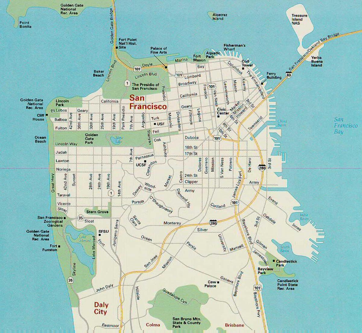 Mappa di San Francisco principali attrazioni