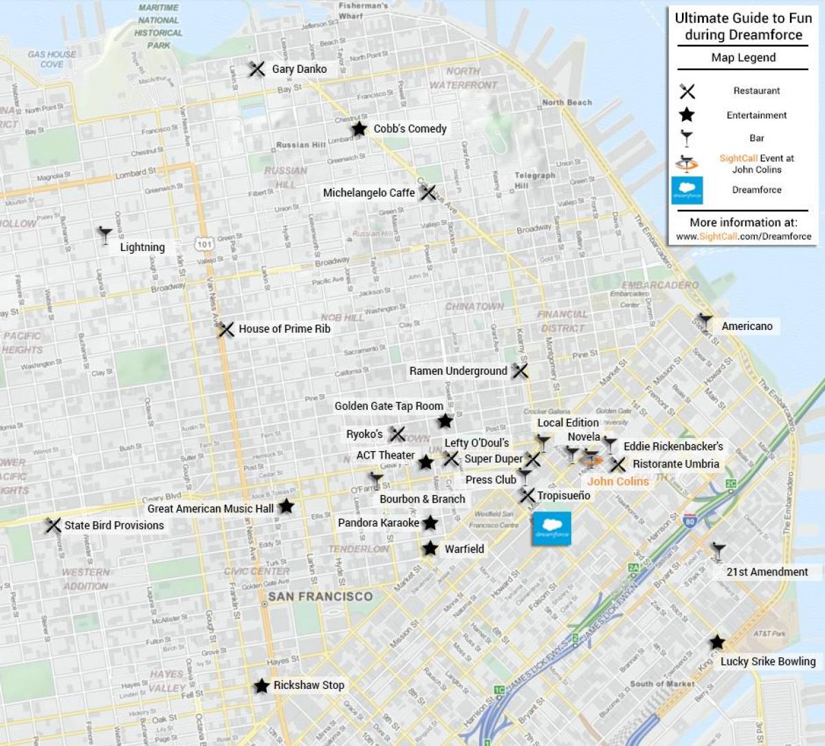 Mappa di San Francisco ristorante