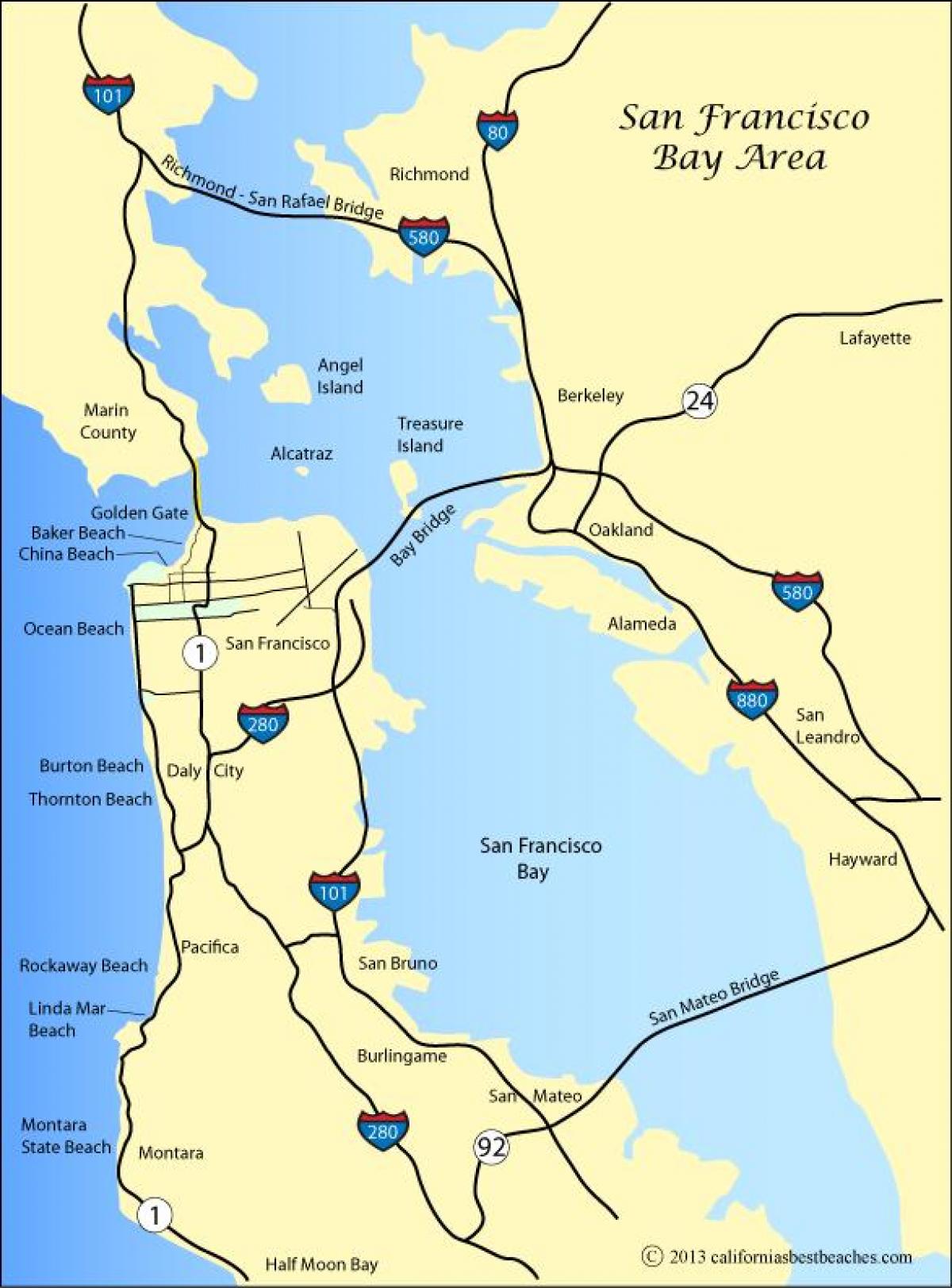 Mappa di San Francisco spiagge