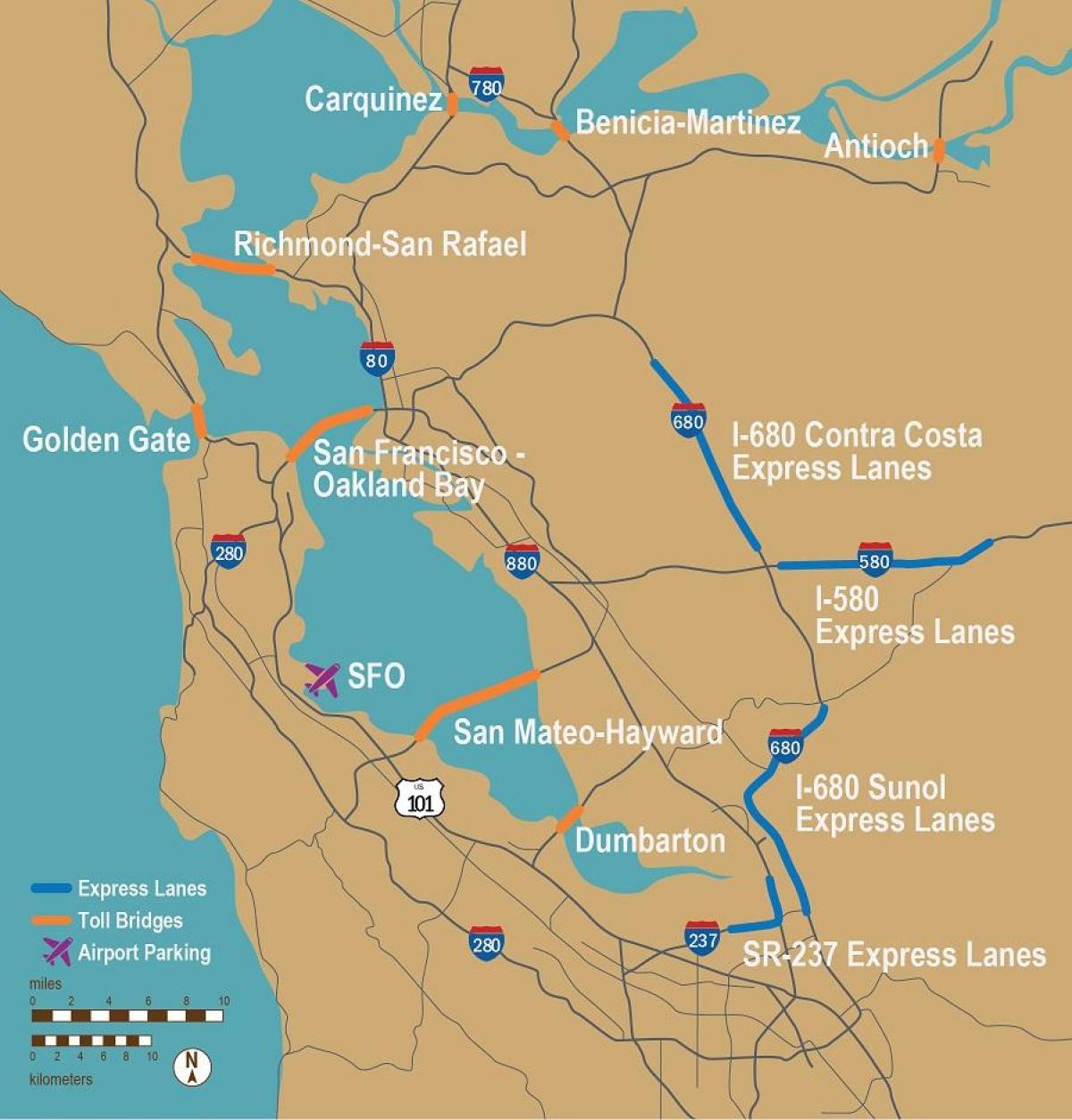 strade a pedaggio San Francisco mappa