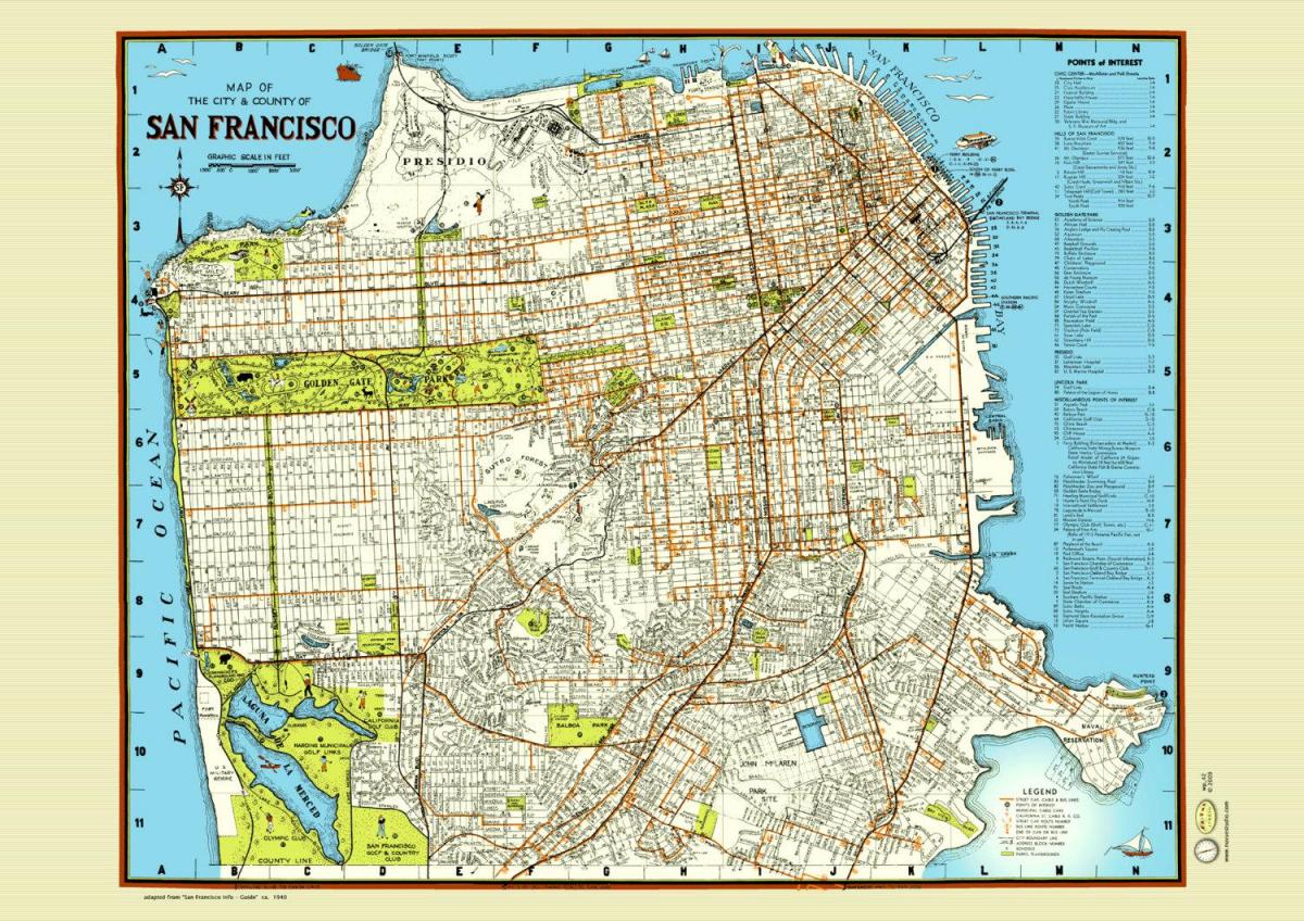 Mappa di San Francisco street poster