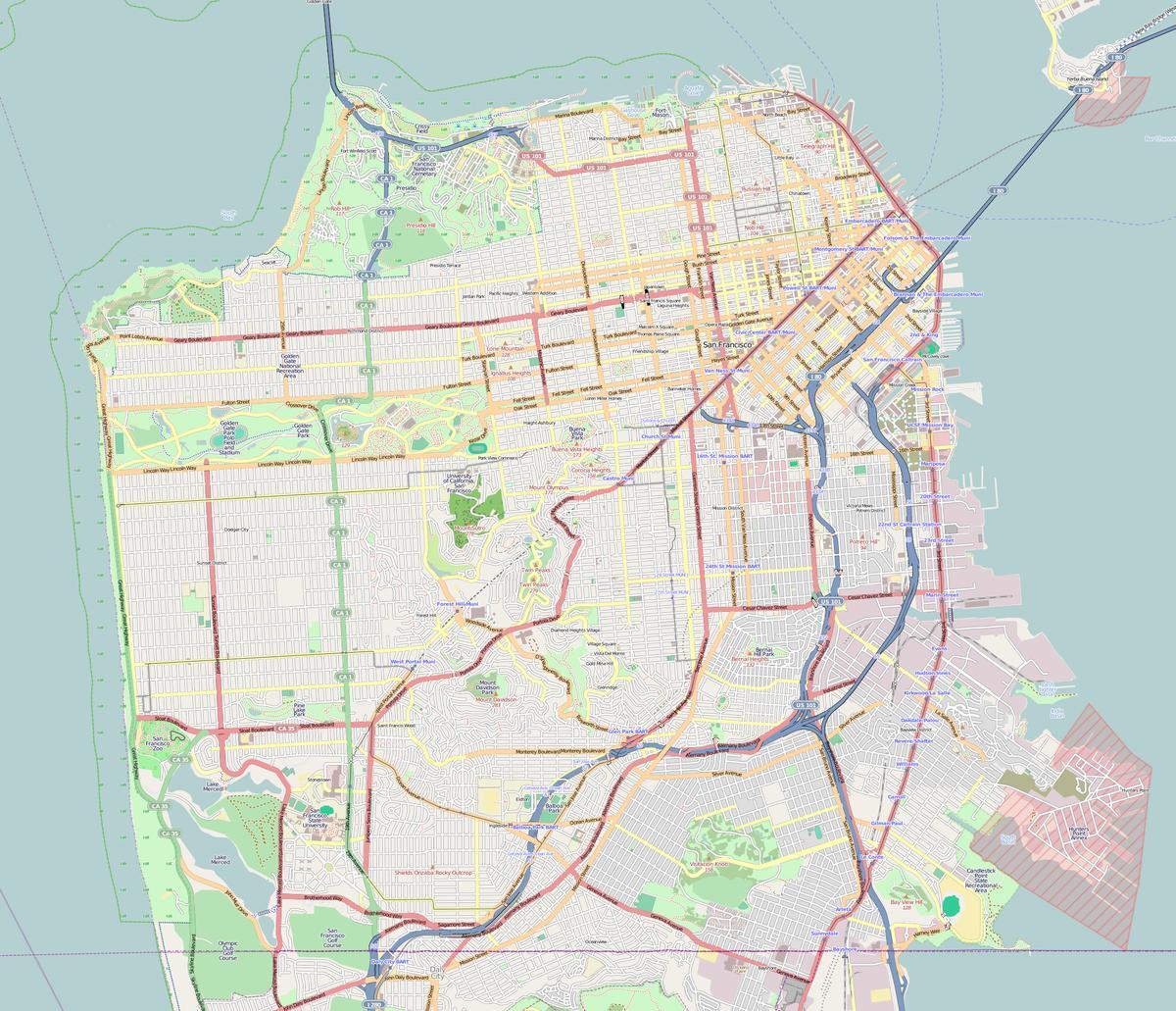 Mappa di San Francisco contorno