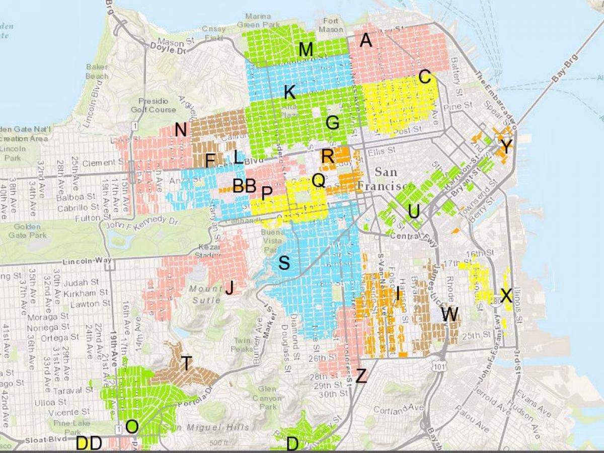 San Francisco zone di parcheggio mappa