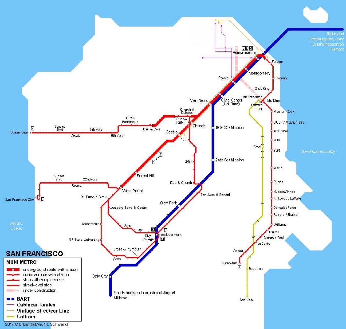 San Fran tram mappa