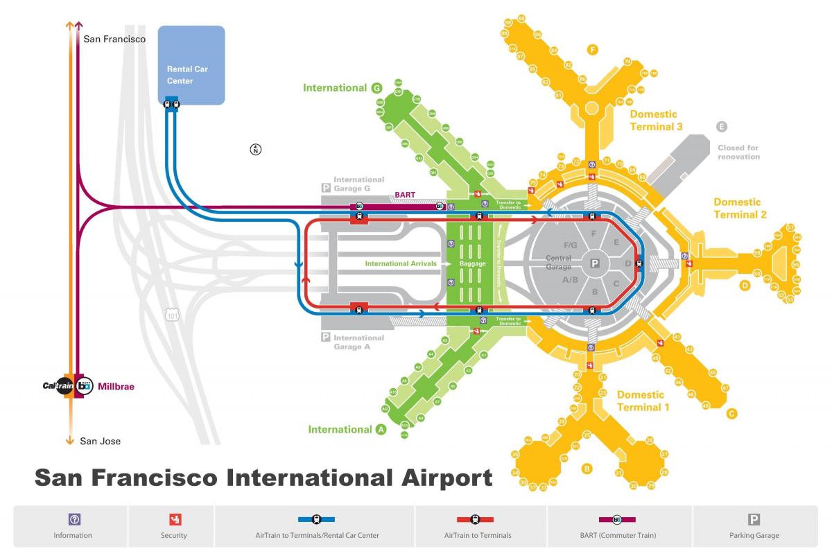 San Francisco di noleggio auto aeroporto mappa