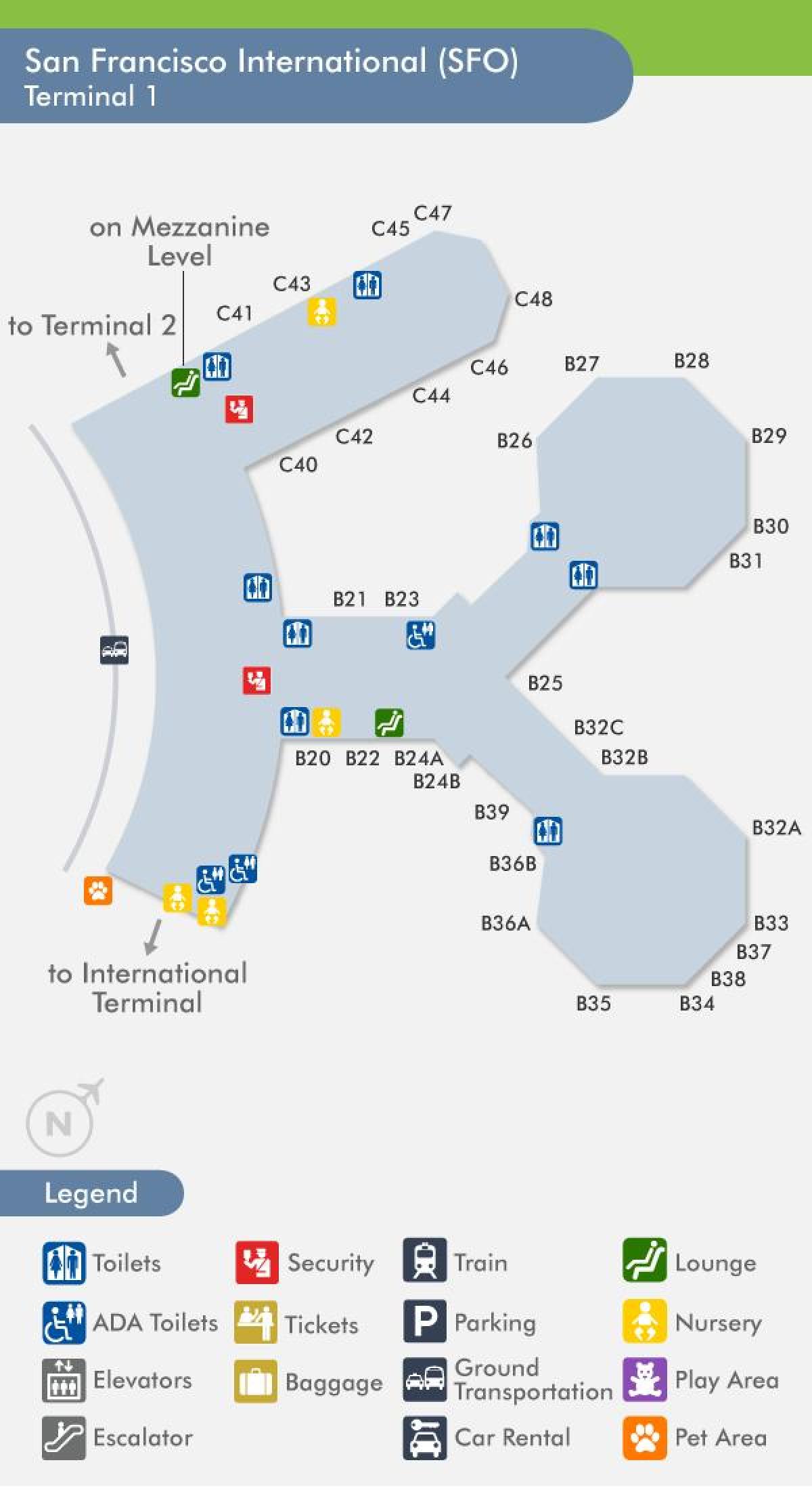 San Francisco airport terminal 1 mappa