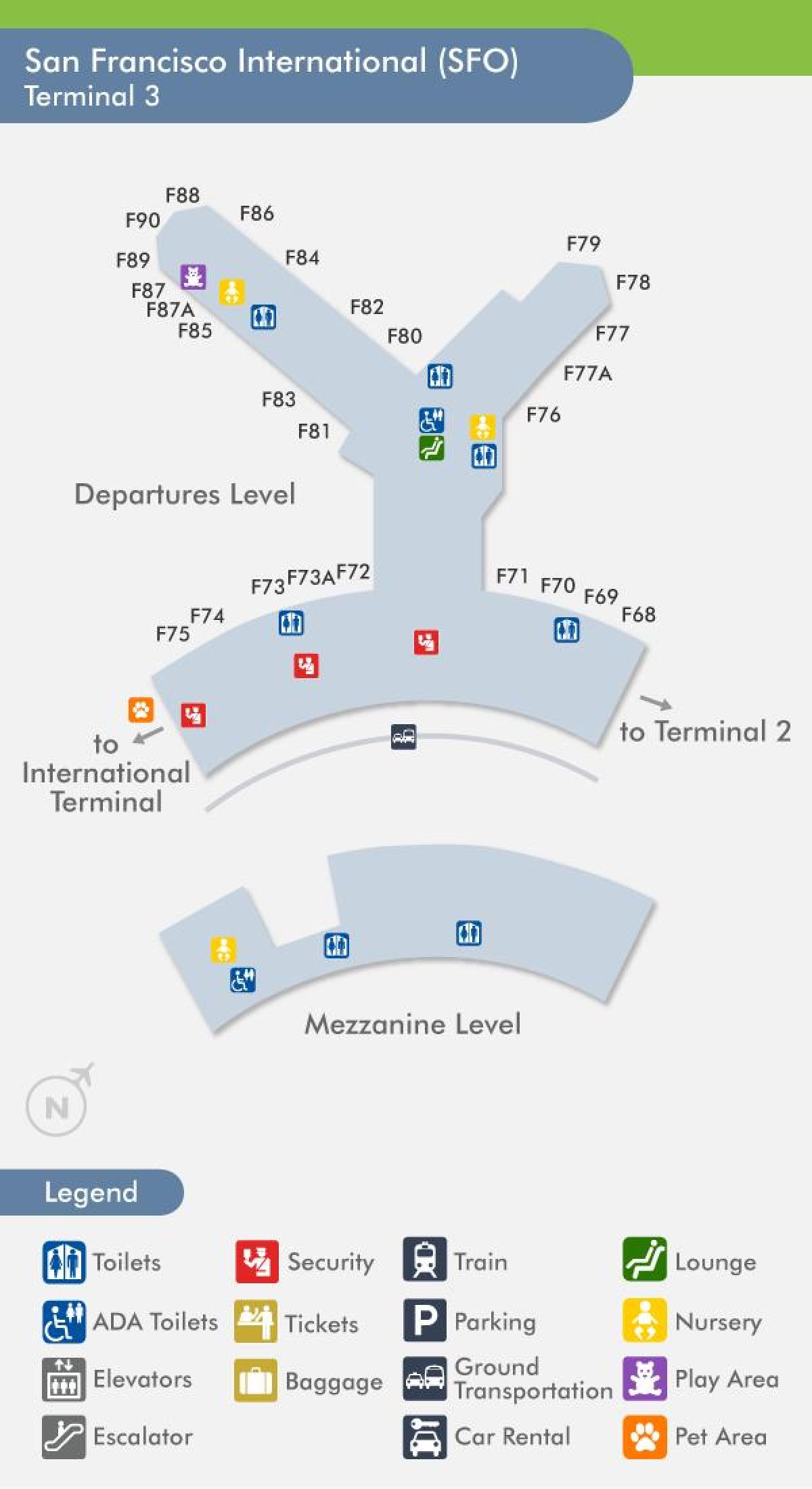 Aeroporto SFO mappa terminal 3