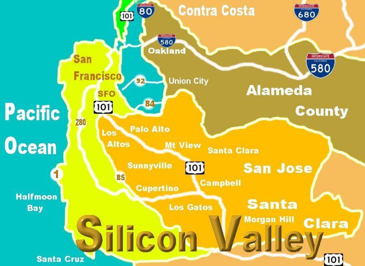 Mappa della silicon valley posizione