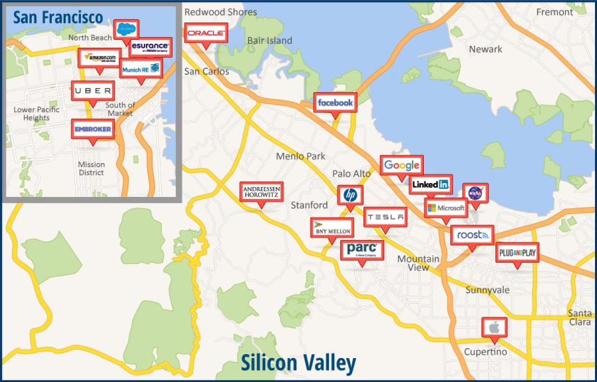 Mappa della silicon valley tour