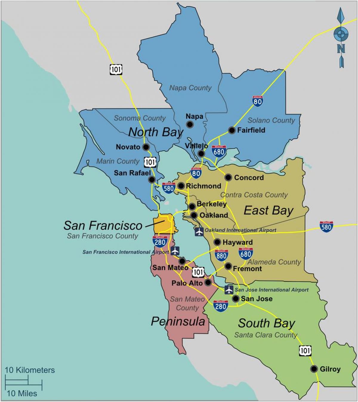 mappa di south San Francisco bay area
