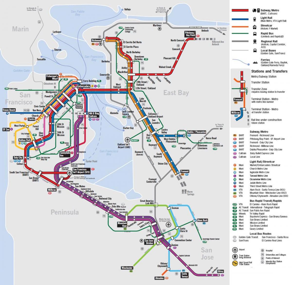mappa trasporti pubblici San Francisco
