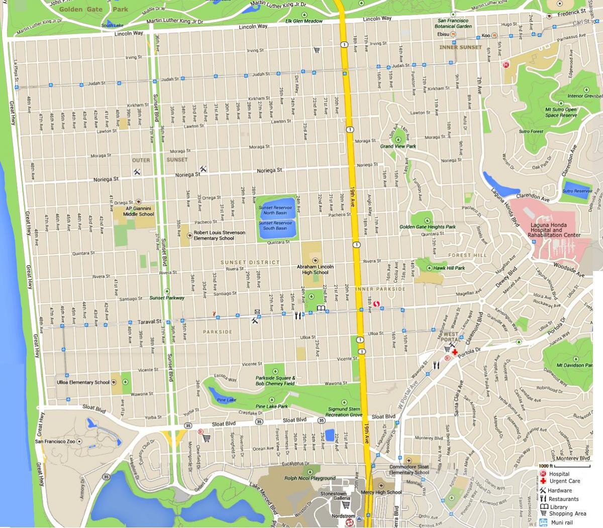 Mappa di twin peaks San Francisco