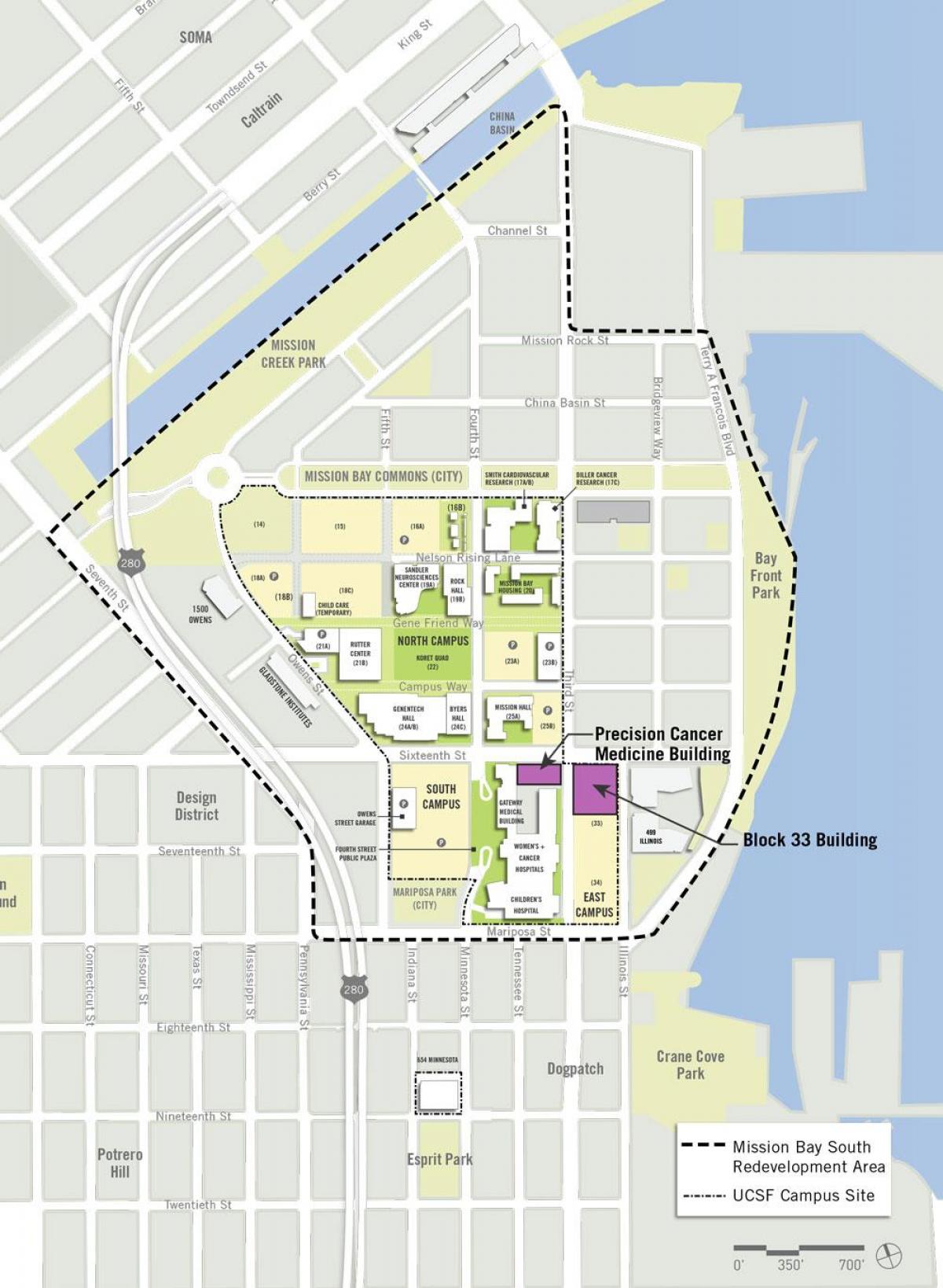 ucSF mission bay mappa del campus