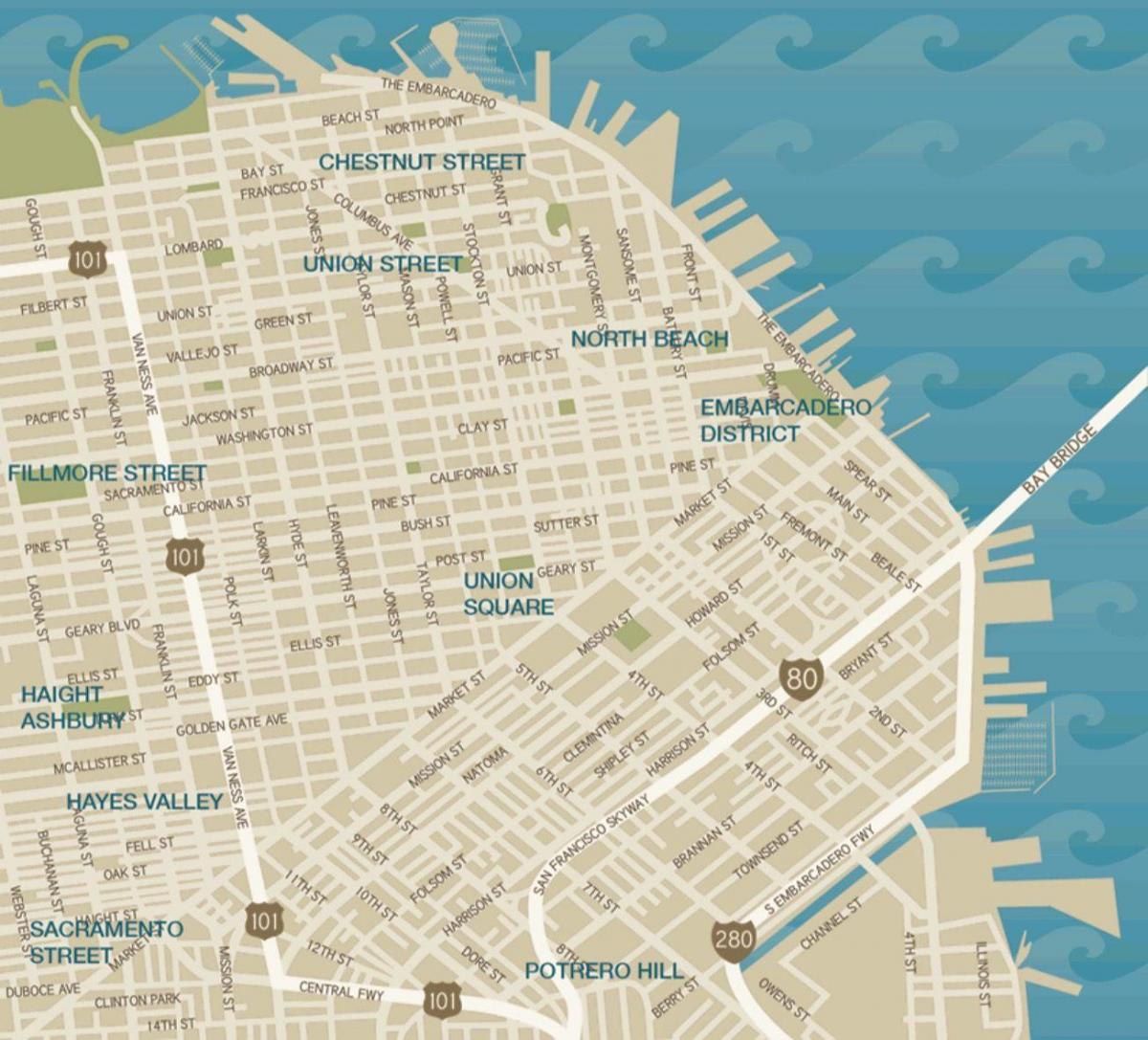 mappa del centro di San Francisco union square