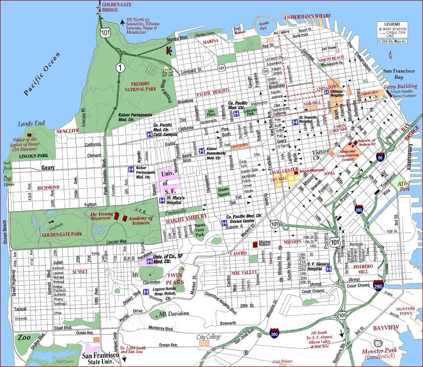 San Francisco va medical center sulla mappa
