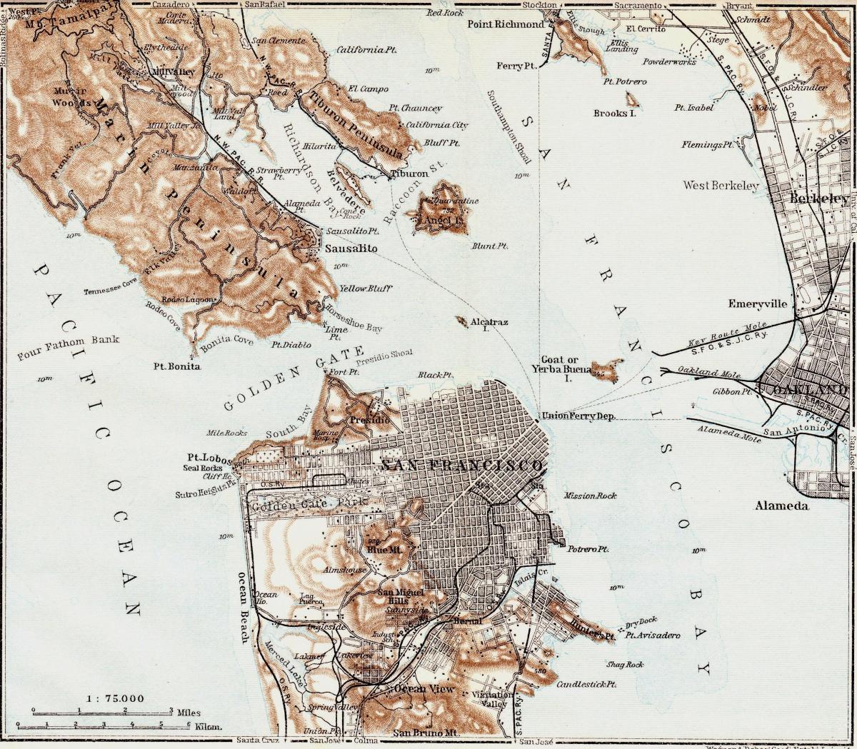 Mappa del vintage di San Francisco 