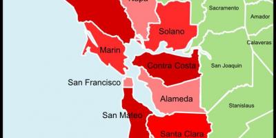 San Francisco bay area, contea mappa