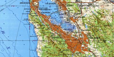 San Francisco bay area topografica mappa