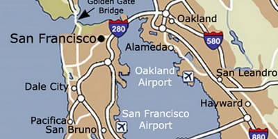 Mappa dell'aeroporto di San Francisco e dintorni