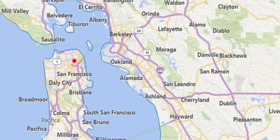 La mappa di città della california, vicino a San Francisco