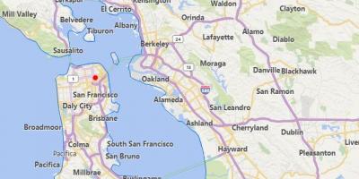 La mappa di città della california, vicino a San Francisco