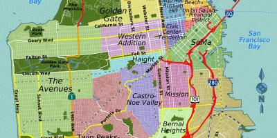 La mappa stradale di San Francisco, in california